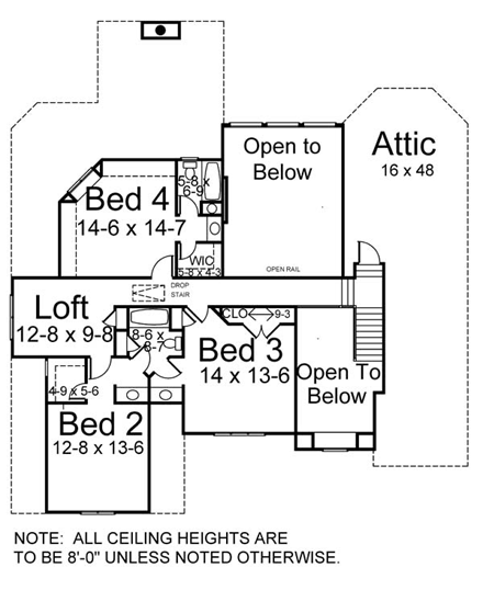 House Plan 72098 Second Level Plan