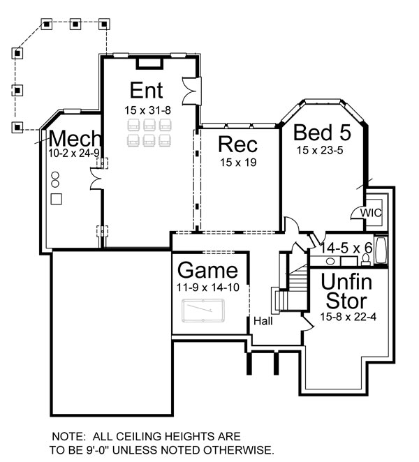 Greek Revival Traditional Lower Level of Plan 72099