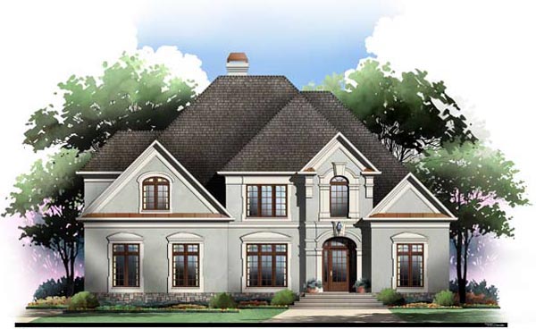 Greek Revival, Traditional Plan with 3752 Sq. Ft., 4 Bedrooms, 4 Bathrooms, 3 Car Garage Elevation