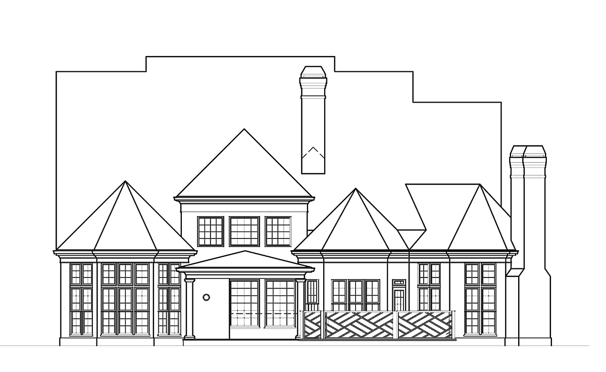 European Greek Revival Rear Elevation of Plan 72101