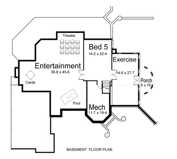 European Greek Revival Lower Level of Plan 72104