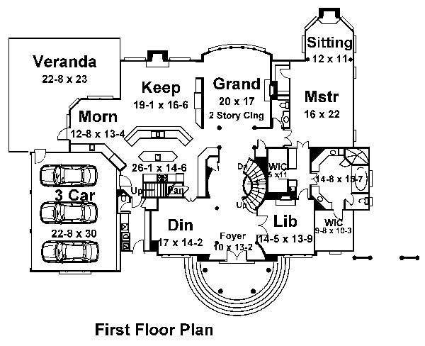 Greek Revival Level One of Plan 72107