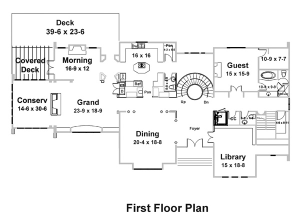 European Greek Revival Level One of Plan 72114