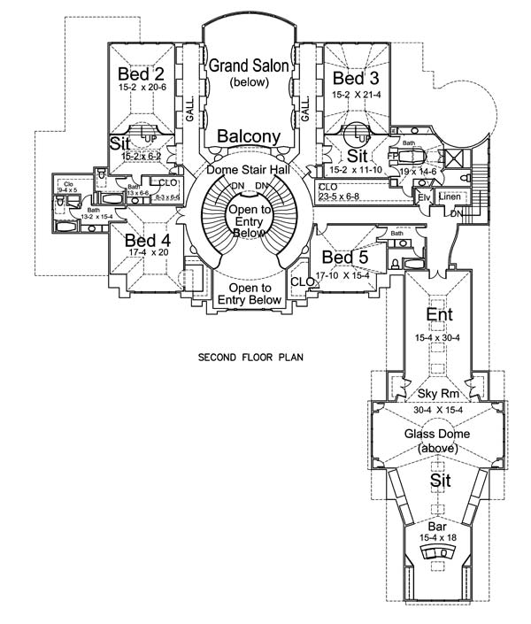 Colonial Greek Revival Level Two of Plan 72116