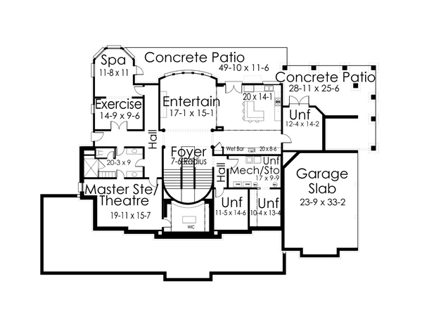 European Greek Revival Lower Level of Plan 72117