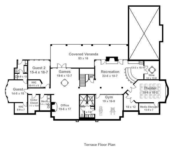 Colonial Greek Revival Lower Level of Plan 72118