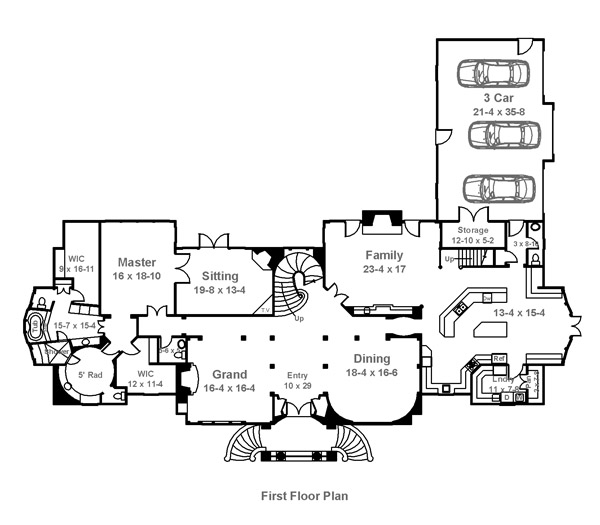 Colonial Greek Revival Level One of Plan 72118