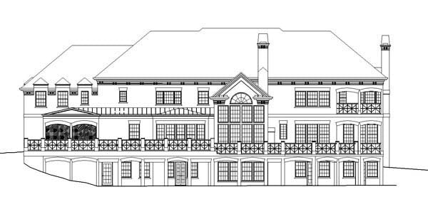 Colonial Greek Revival Rear Elevation of Plan 72120