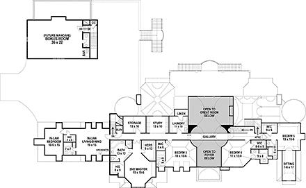 House Plan 72126 Second Level Plan