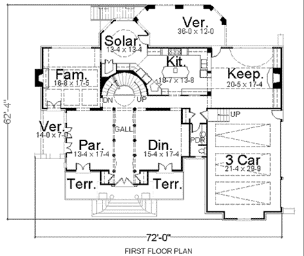 House Plan 72132 First Level Plan