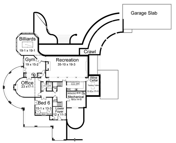 Traditional Lower Level of Plan 72135