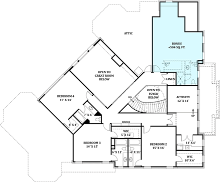 House Plan 72137 Second Level Plan