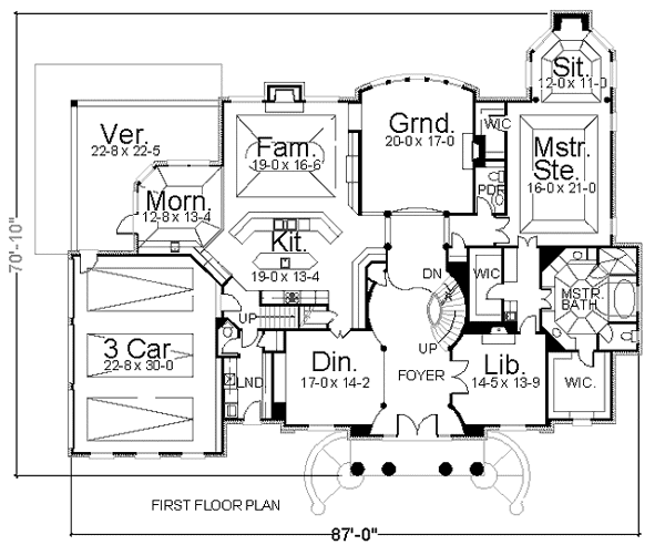 Colonial Greek Revival Plantation Level One of Plan 72143