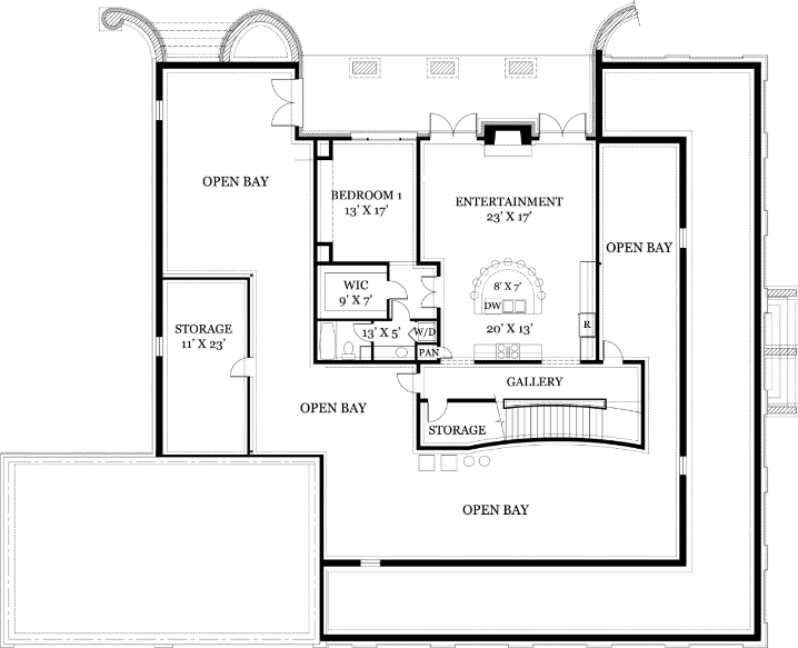 Colonial Greek Revival Plantation Lower Level of Plan 72149