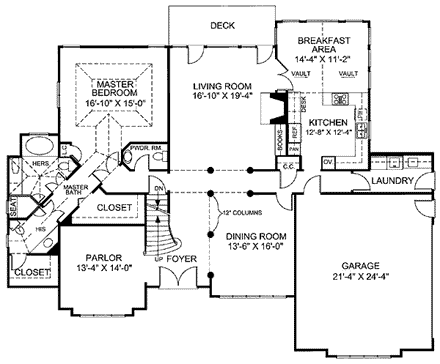 House Plan 72150 First Level Plan