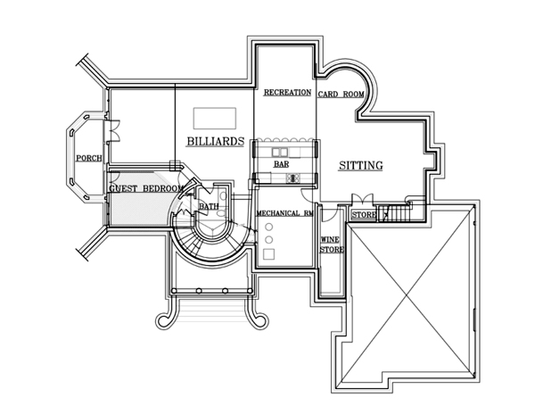 European Greek Revival Lower Level of Plan 72152