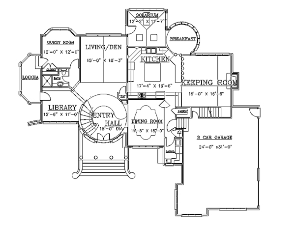 European Greek Revival Level One of Plan 72152