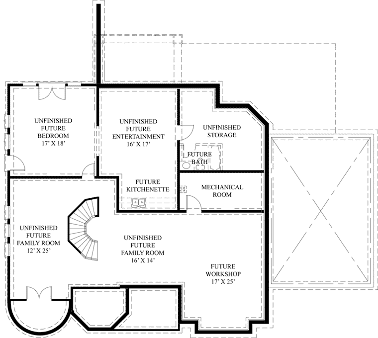 European Greek Revival Lower Level of Plan 72153