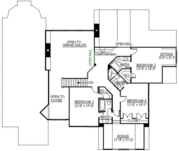 Greek Revival Traditional Level Two of Plan 72154