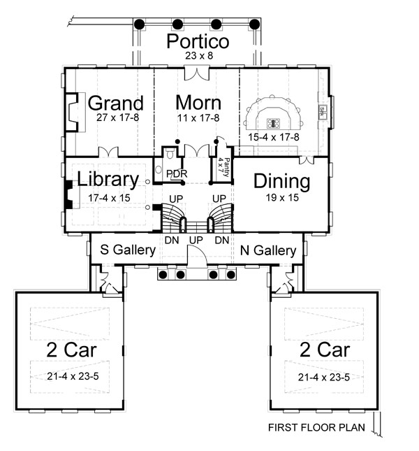 Colonial Greek Revival Plantation Level One of Plan 72158