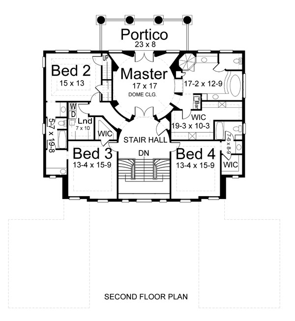 Colonial Greek Revival Plantation Level Two of Plan 72158