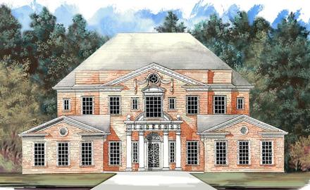 Colonial Greek Revival Plantation Elevation of Plan 72158