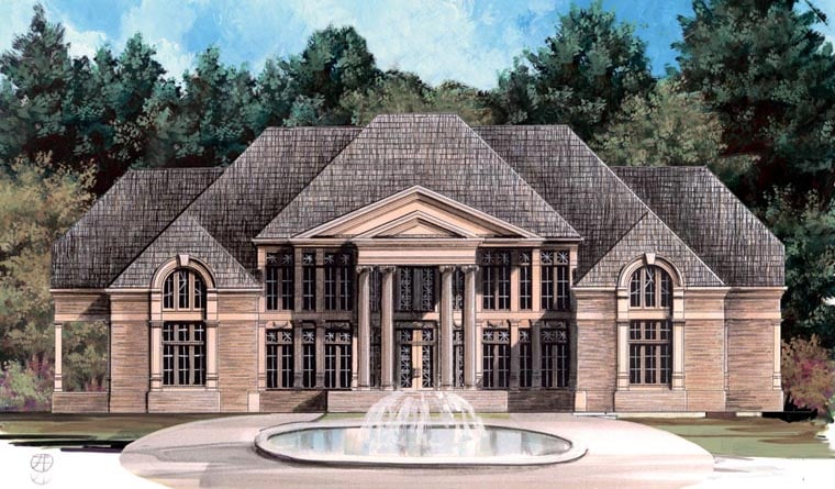 Colonial, Greek Revival Plan with 6095 Sq. Ft., 5 Bedrooms, 6 Bathrooms, 3 Car Garage Elevation