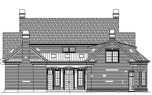 Colonial Greek Revival Rear Elevation of Plan 72160