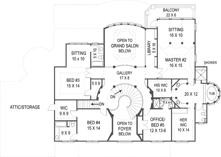 Colonial Greek Revival Plantation Level Two of Plan 72163