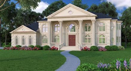 Colonial Greek Revival Plantation Elevation of Plan 72163