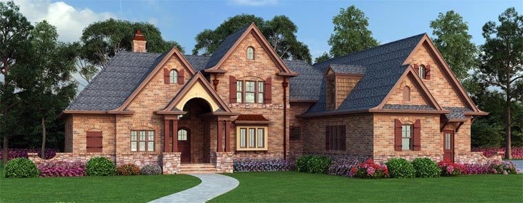 European, French Country, New American Style, Traditional Plan with 1999 Sq. Ft., 3 Bedrooms, 2 Bathrooms, 2 Car Garage Picture 2