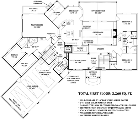 House Plan 72169 First Level Plan