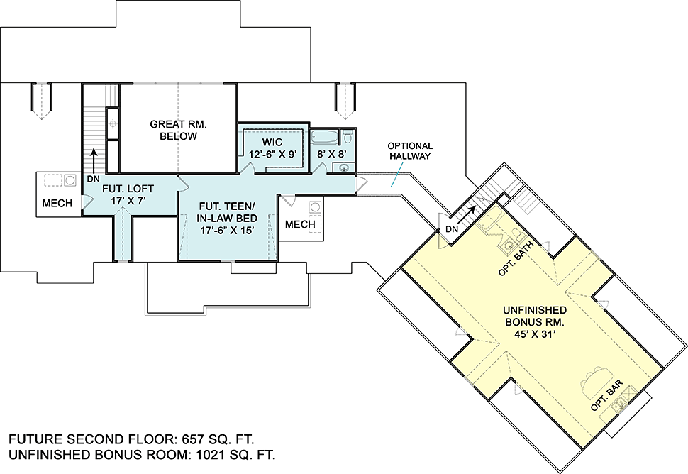 Country Craftsman Farmhouse Traditional Level Two of Plan 72170