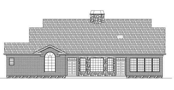 Colonial Rear Elevation of Plan 72203