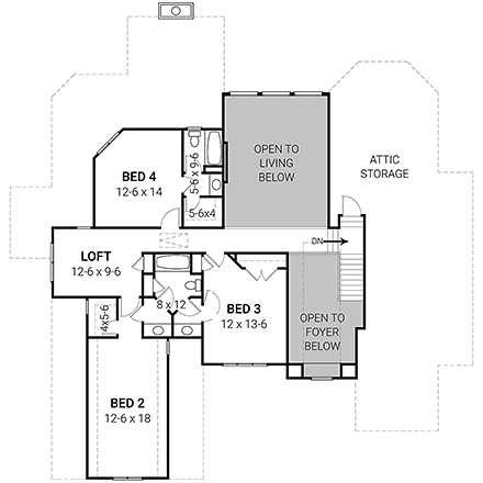 House Plan 72205 Second Level Plan