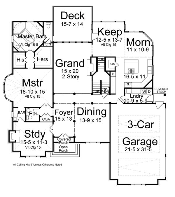 European Greek Revival Level One of Plan 72209