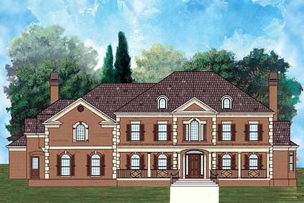 Colonial Greek Revival Southern Elevation of Plan 72211