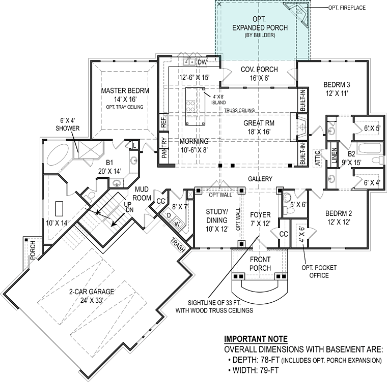 House Plan 72217 Alternate Level One