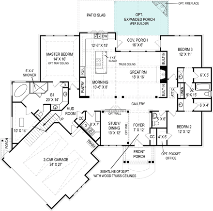 House Plan 72217 First Level Plan