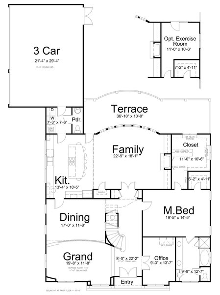 Greek Revival Level One of Plan 72218