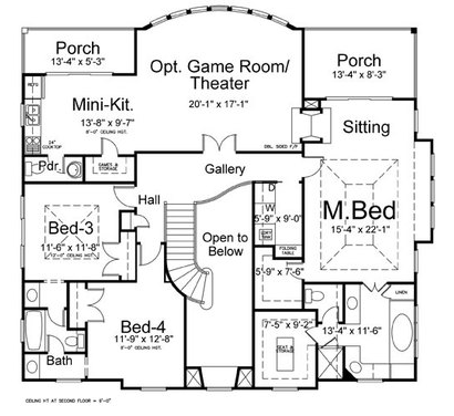 House Plan 72218 Second Level Plan