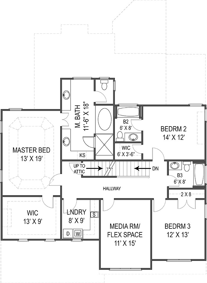 Cottage Farmhouse French Country Level Two of Plan 72219