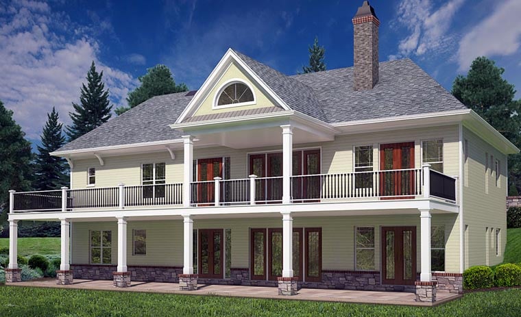 Cottage Craftsman Traditional Rear Elevation of Plan 72220