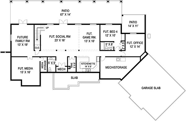 Craftsman European Traditional Lower Level of Plan 72221