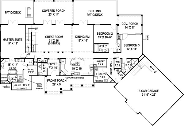 House Plan 72221 Level One