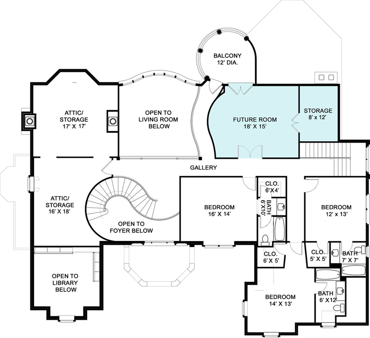 European Greek Revival Level Two of Plan 72224