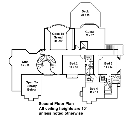 House Plan 72228 Second Level Plan