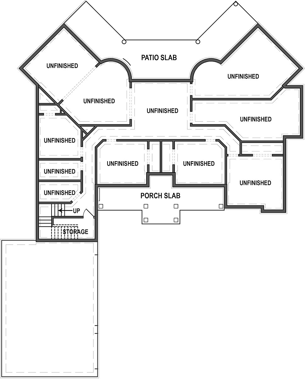 Country Craftsman Traditional Lower Level of Plan 72238
