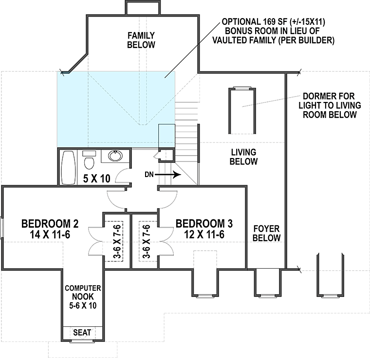 Colonial Country Craftsman Southern Level Two of Plan 72247