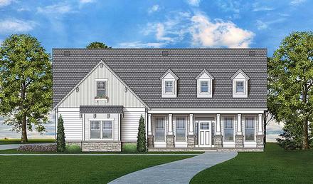 Colonial Country Craftsman Southern Elevation of Plan 72247